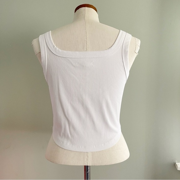 Madewell White ribbed tank top size Large NWOT - Picture 3 of 5